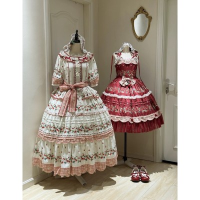 Yolanda Cranberry And Four-Leaf Clover Cardigan Skirt JSK and OP(Reservation/3 Colours/Full Payment Without Shipping)